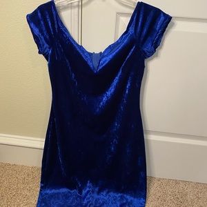 Velvet royal blue tight mini dress